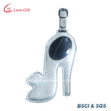 High-Heel Shoe Design Silver PU Leather Luggage Tag